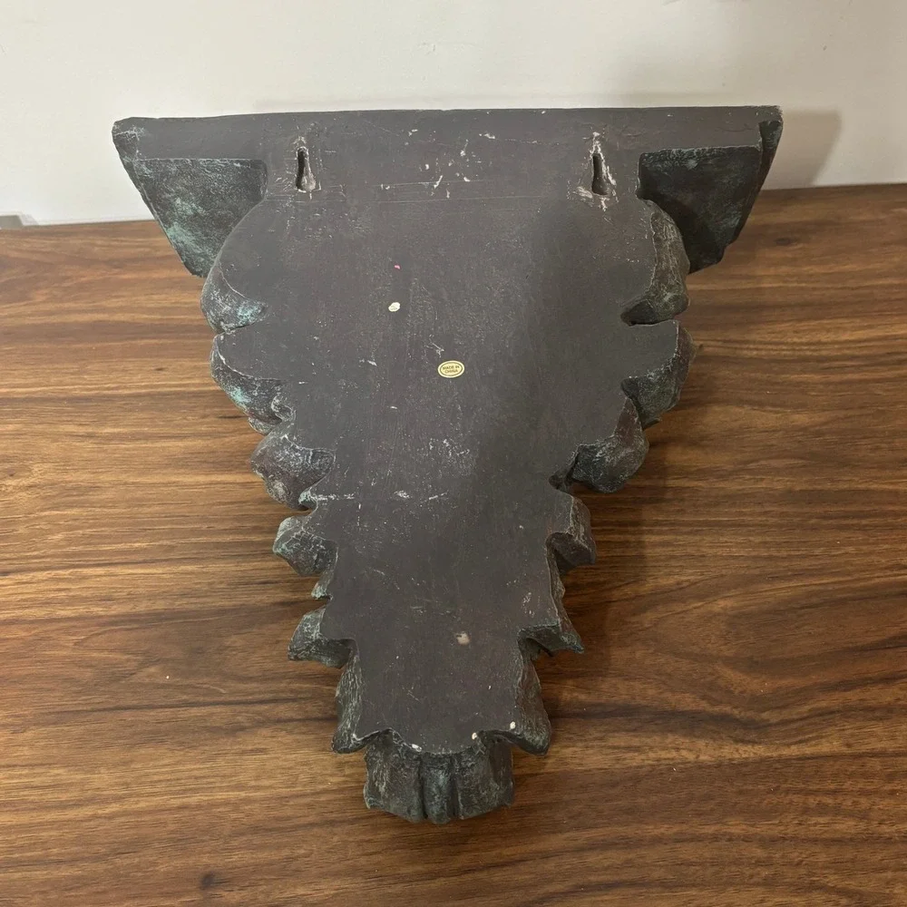 Vintage Style Wall Shelf Bronze Finish Leaf Design Home Decor Accent